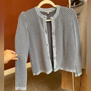 COS Blue Jacquard Patterned Texture Button Up Cardigan sweater